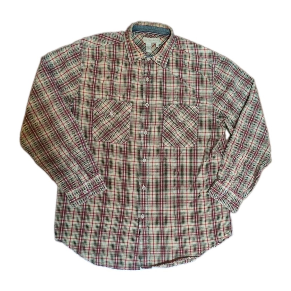 Territory Ahead Shirt Mens Large Red Green Plaid Cotton Long Sleeve Work Chore